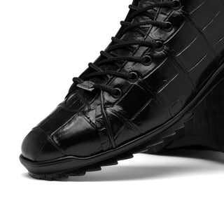 Marco Di Milano Hermond Black Exotic Alligator High-Top Sneakers (MDM1194)-AmbrogioShoes