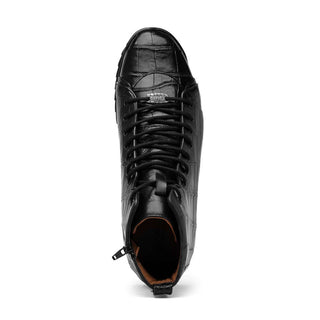 Marco Di Milano Hermond Black Exotic Alligator High-Top Sneakers (MDM1194)-AmbrogioShoes