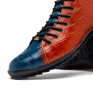 Marco Di Milano Hermond Jeans & Honey Exotic Alligator High-Top Sneakers (MDM1194)-AmbrogioShoes