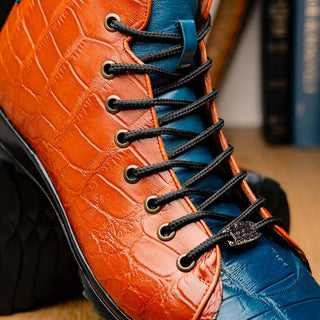 Marco Di Milano Hermond Jeans & Honey Exotic Alligator High-Top Sneakers (MDM1194)-AmbrogioShoes