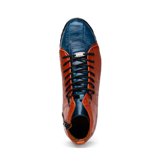 Marco Di Milano Hermond Men's Shoes Jeans & Honey Exotic Alligator High-Top Sneakers (MDM1194)-AmbrogioShoes