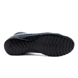 Marco Di Milano Hermond Men's Shoes Navy Exotic Alligator High-Top Sneakers (MDM1194)-AmbrogioShoes