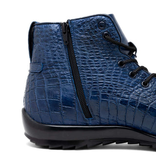 Marco Di Milano Hermond Men's Shoes Navy Exotic Alligator High-Top Sneakers (MDM1194)-AmbrogioShoes
