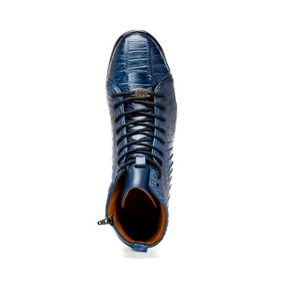 Marco Di Milano Hermond Navy Exotic Alligator High-Top Sneakers (MDM1194)-AmbrogioShoes