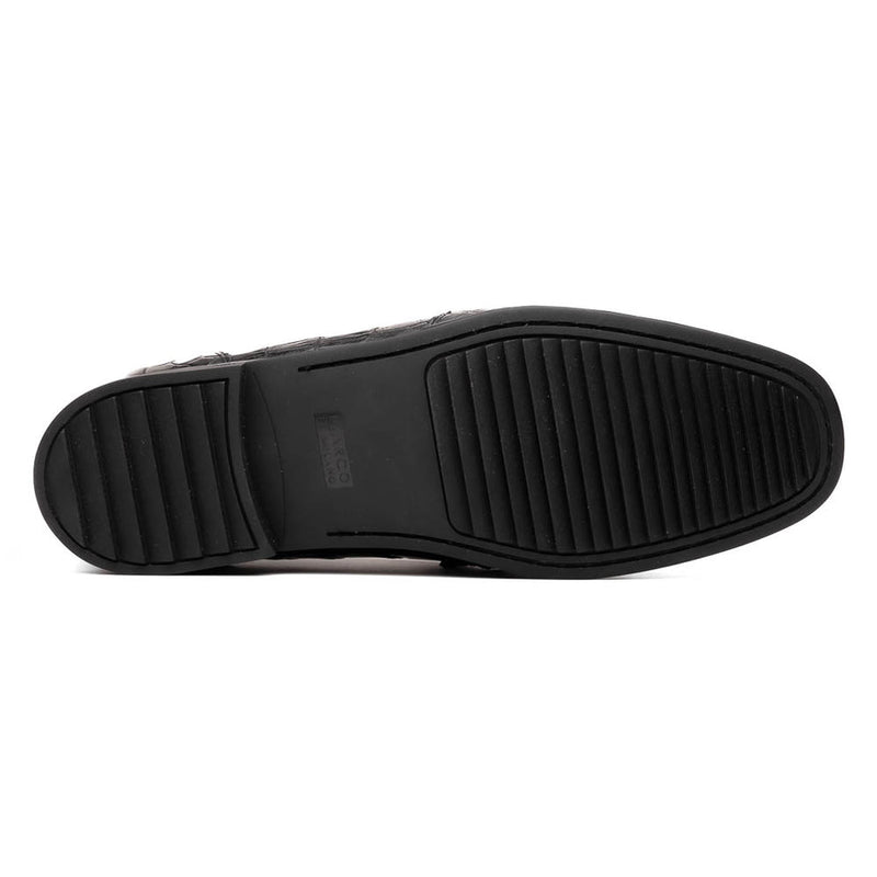 Marco Di Milano Hugo Men's Shoes Black Stylish Exotic Alligator HorseBit Loafers (MDM1040)-AmbrogioShoes