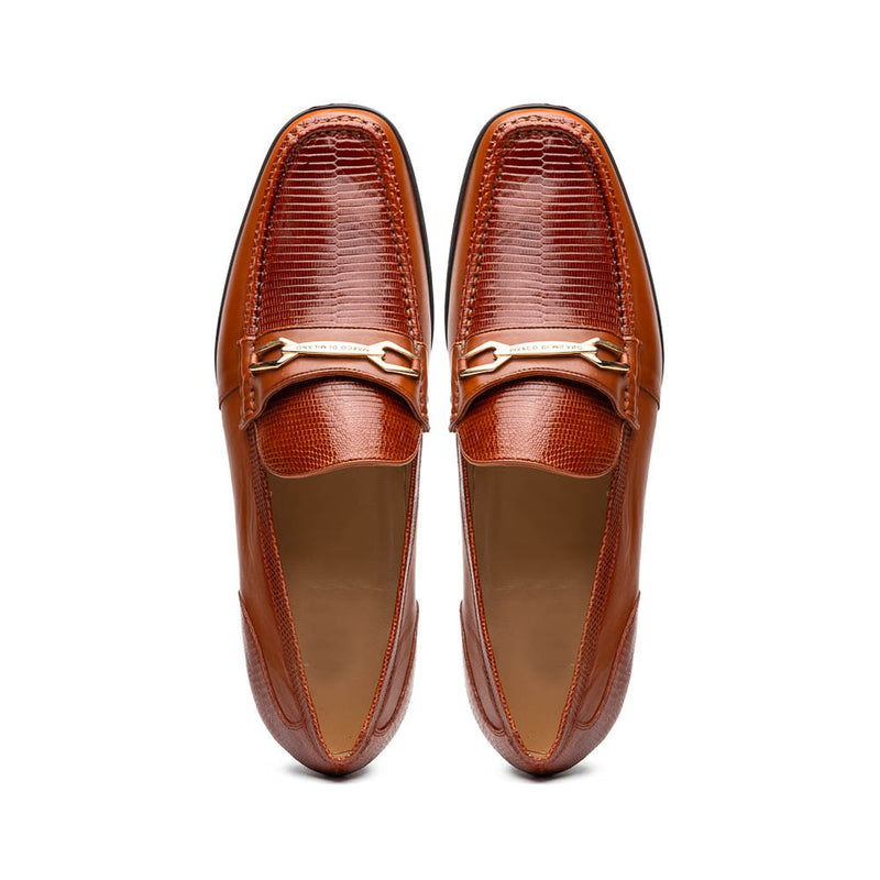 Marco Di Milano Hugo Men's Shoes Cognac Exotic Lizard / Calf-Skin Leather Horsebit Loafers (MDM1084)-AmbrogioShoes