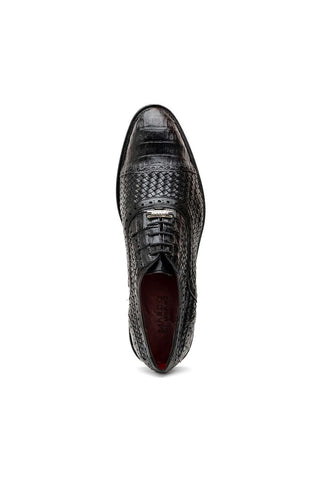 Marco Di Milano John Black Exotic Caiman Crocodile / Woven Leather Oxfords (MDM1178)-AmbrogioShoes