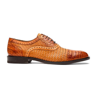 Marco Di Milano John Brandy Exotic Caiman Crocodile / Woven Leather Oxfords (MDM1178)-AmbrogioShoes