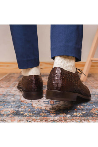 Marco Di Milano John Brown Exotic Caiman Crocodile / Woven Leather Oxfords (MDM1178)-AmbrogioShoes