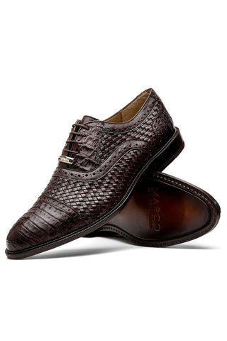 Marco Di Milano John Brown Exotic Caiman Crocodile / Woven Leather Oxfords (MDM1178)-AmbrogioShoes
