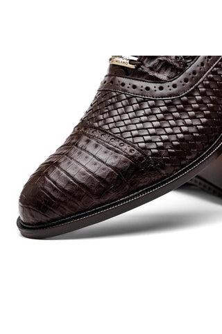 Marco Di Milano John Brown Exotic Caiman Crocodile / Woven Leather Oxfords (MDM1178)-AmbrogioShoes