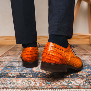 Marco Di Milano John Men's Shoes Brandy Exotic Caiman Crocodile / Woven Leather Oxfords (MDM1178)-AmbrogioShoes