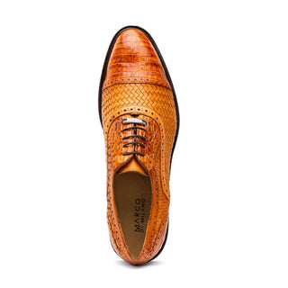 Marco Di Milano John Men's Shoes Brandy Exotic Caiman Crocodile / Woven Leather Oxfords (MDM1178)-AmbrogioShoes