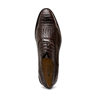 Marco Di Milano John Men's Shoes Brown Exotic Caiman Crocodile / Woven Leather Oxfords (MDM1178)-AmbrogioShoes