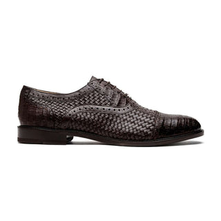 Marco Di Milano John Men's Shoes Brown Exotic Caiman Crocodile / Woven Leather Oxfords (MDM1178)-AmbrogioShoes