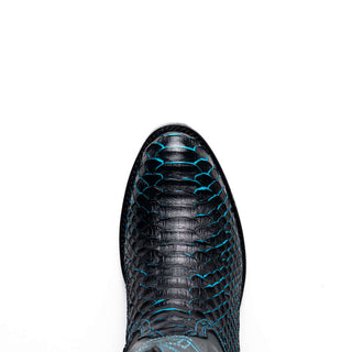 Marco Di Milano Kansas Black & Blue Genuine Python / Calf-Skin Leather Cowboy Boot (MDM1211)-AmbrogioShoes