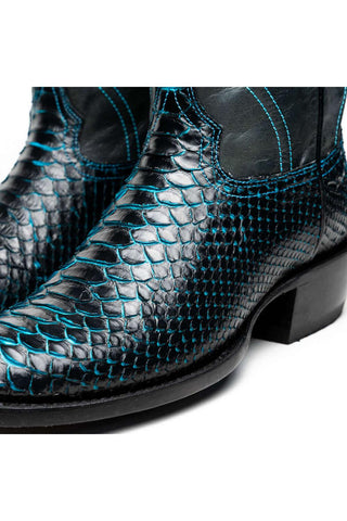 Marco Di Milano Kansas Black & Blue Genuine Python / Calf-Skin Leather Cowboy Boot (MDM1211)-AmbrogioShoes