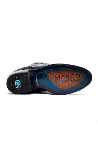 Marco Di Milano Kansas Black & Blue Genuine Python / Calf-Skin Leather Cowboy Boot (MDM1211)-AmbrogioShoes