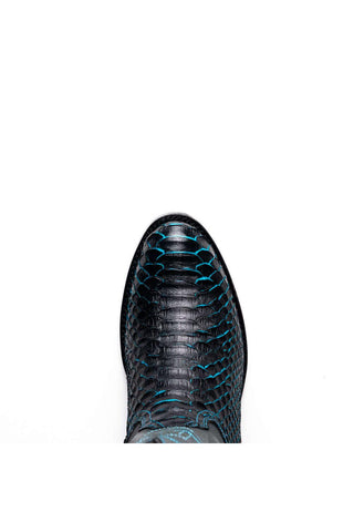 Marco Di Milano Kansas Black & Blue Genuine Python / Calf-Skin Leather Cowboy Boot (MDM1211)-AmbrogioShoes