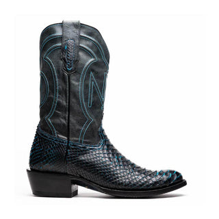 Marco Di Milano Kansas Black & Blue Genuine Python / Calf-Skin Leather Cowboy Boot (MDM1211)-AmbrogioShoes