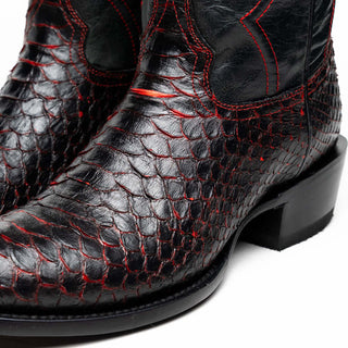 Marco Di Milano Kansas Black Cherry Genuine Python / Calf-Skin Leather Cowboy Boot (MDM1211)-AmbrogioShoes