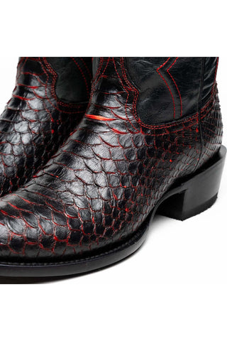 Marco Di Milano Kansas Black Cherry Genuine Python / Calf-Skin Leather Cowboy Boot (MDM1211)-AmbrogioShoes