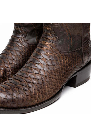 Marco Di Milano Kansas Brown Genuine Python / Calf-Skin Leather Cowboy Boot (MDM1211)-AmbrogioShoes