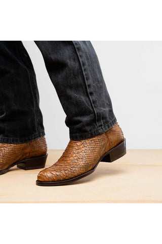 Marco Di Milano Kansas Cognac Exotic Python Skin Cowboy Boot (MDM1247)-AmbrogioShoes