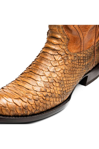 Marco Di Milano Kansas Cognac Exotic Python Skin Cowboy Boot (MDM1247)-AmbrogioShoes