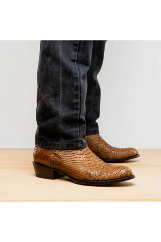 Marco Di Milano Kansas Cognac Exotic Python Skin Cowboy Boot (MDM1247)-AmbrogioShoes