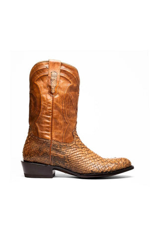 Marco Di Milano Kansas Cognac Exotic Python Skin Cowboy Boot (MDM1247)-AmbrogioShoes