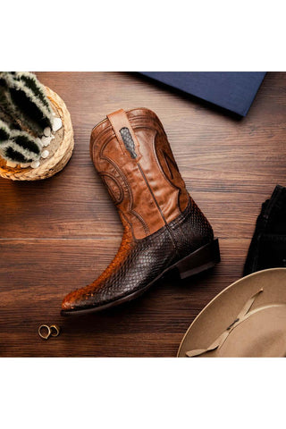 Marco Di Milano Kansas Lisboa Exotic Python Skin Cowboy Boot (MDM1245)-AmbrogioShoes