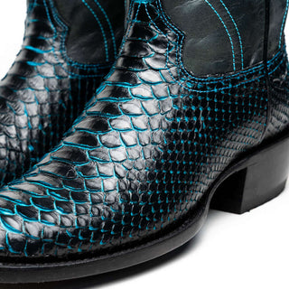 Marco Di Milano Kansas Men's Shoes Black & Blue Genuine Python / Calf-Skin Leather Cowboy Boot (MDM1211)-AmbrogioShoes