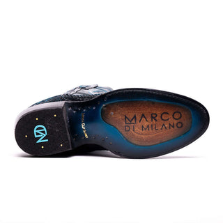 Marco Di Milano Kansas Men's Shoes Black & Blue Genuine Python / Calf-Skin Leather Cowboy Boot (MDM1211)-AmbrogioShoes