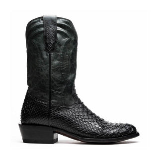 Marco Di Milano Kansas Men's Shoes Black Genuine Python / Calf-Skin Leather Cowboy Boot (MDM1211)-AmbrogioShoes