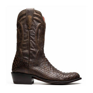 Marco Di Milano Kansas Men's Shoes Brown Genuine Python / Calf-Skin Leather Cowboy Boot (MDM1211)-AmbrogioShoes