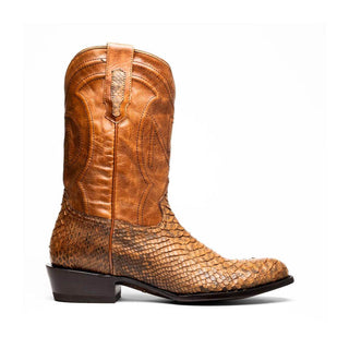 Marco Di Milano Kansas Men's Shoes Cognac Exotic Python Skin Cowboy Boot (MDM1247)-AmbrogioShoes