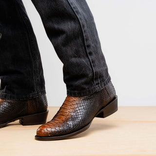 Marco Di Milano Kansas Men's Shoes Lisboa Exotic Python Skin Cowboy Boot (MDM1245)-AmbrogioShoes