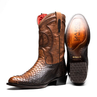Marco Di Milano Kansas Men's Shoes Lisboa Exotic Python Skin Cowboy Boot (MDM1245)-AmbrogioShoes