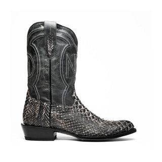 Marco Di Milano Kansas Men's Shoes Stone White Exotic Python Skin Cowboy Boot (MDM1246)-AmbrogioShoes