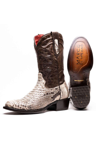Marco Di Milano Kansas Natural Genuine Python / Calf-Skin Leather Cowboy Boot (MDM1211)-AmbrogioShoes