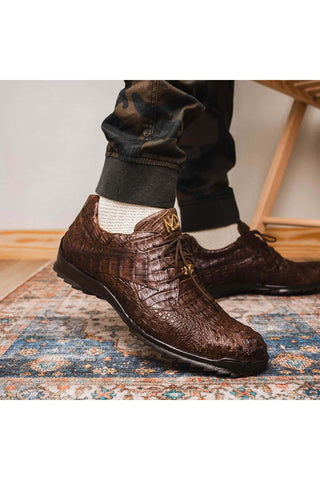 Marco Di Milano Kratos Brown Exotic Caiman Crocodile Sport Sneakers (MDM1176)-AmbrogioShoes