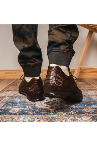Marco Di Milano Kratos Brown Exotic Caiman Crocodile Sport Sneakers (MDM1176)-AmbrogioShoes