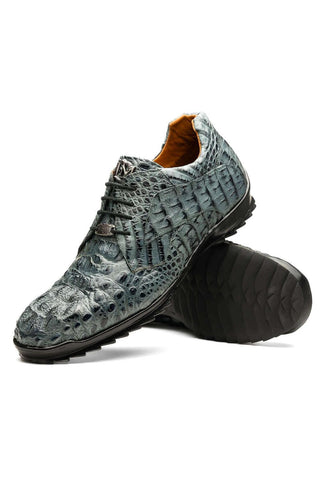 Marco Di Milano Kratos Gray Exotic Caiman Crocodile Sport Sneakers (MDM1176)-AmbrogioShoes