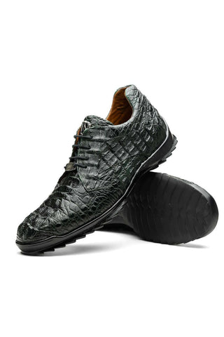 Marco Di Milano Kratos Green Exotic Caiman Crocodile Sport Sneakers (MDM1176)-AmbrogioShoes