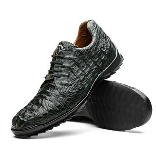 Marco Di Milano Kratos Men's Shoes Green Exotic Caiman Crocodile Sport Sneakers (MDM1176)-AmbrogioShoes