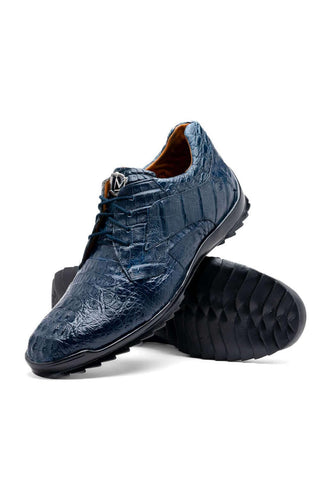 Marco Di Milano Kratos Navy Exotic Caiman Crocodile Sport Sneakers (MDM1176)-AmbrogioShoes