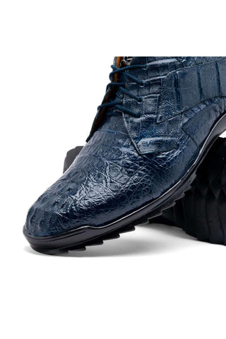 Marco Di Milano Kratos Navy Exotic Caiman Crocodile Sport Sneakers (MDM1176)-AmbrogioShoes