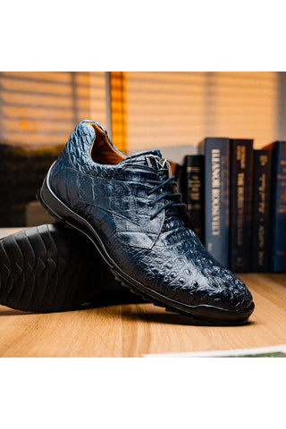Marco Di Milano Kratos Navy Exotic Caiman Crocodile Sport Sneakers (MDM1176)-AmbrogioShoes