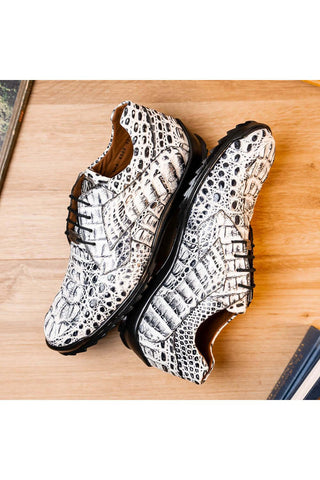 Marco Di Milano Kratos Newspaper Exotic Caiman Crocodile Sport Sneakers (MDM1176)-AmbrogioShoes